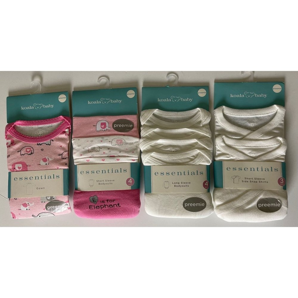 NEW Koala Baby Girl Preemie Bundle Gown, Bodysuits & Side Snap Shirts